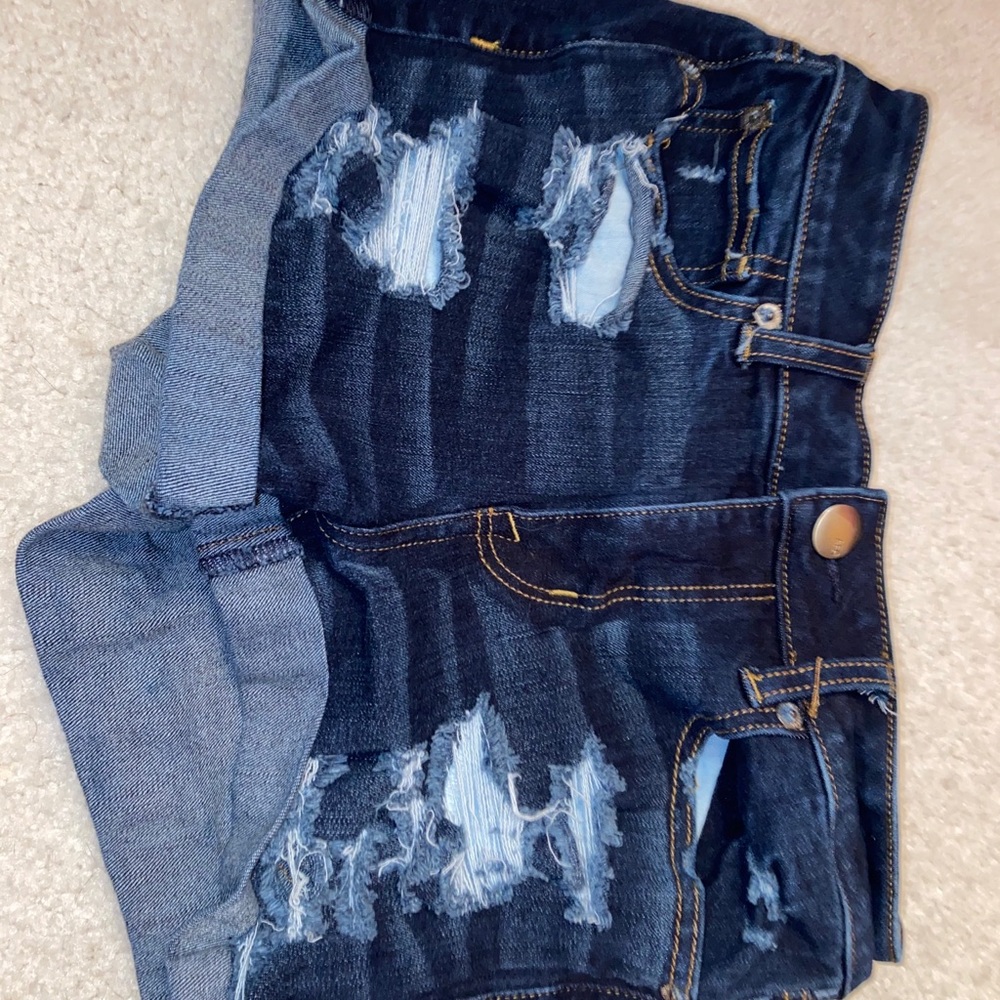 american eagle dark wash jean shorts